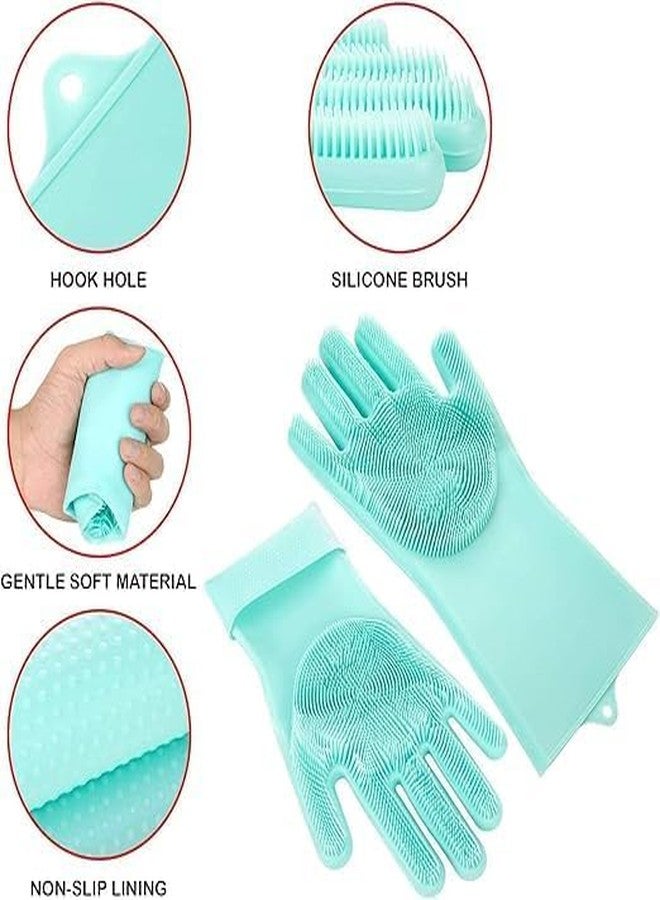 فلوليس قفازات سيليكون سحرية لغسل الأطباق، مناسبة للمطبخ، وغسل الأطباق، والعناية بالحيوانات الأليفة، وتنظيف السيارات والحمامات (متعددة الألوان، عبوة من قطعة واحدة) - Image 3